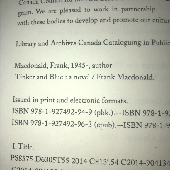 5/$25 Tinker & Blue Novel by Frank Macdonald 2014 SIGNED Nova Scotia Cape Breton - Picture 7 of 9